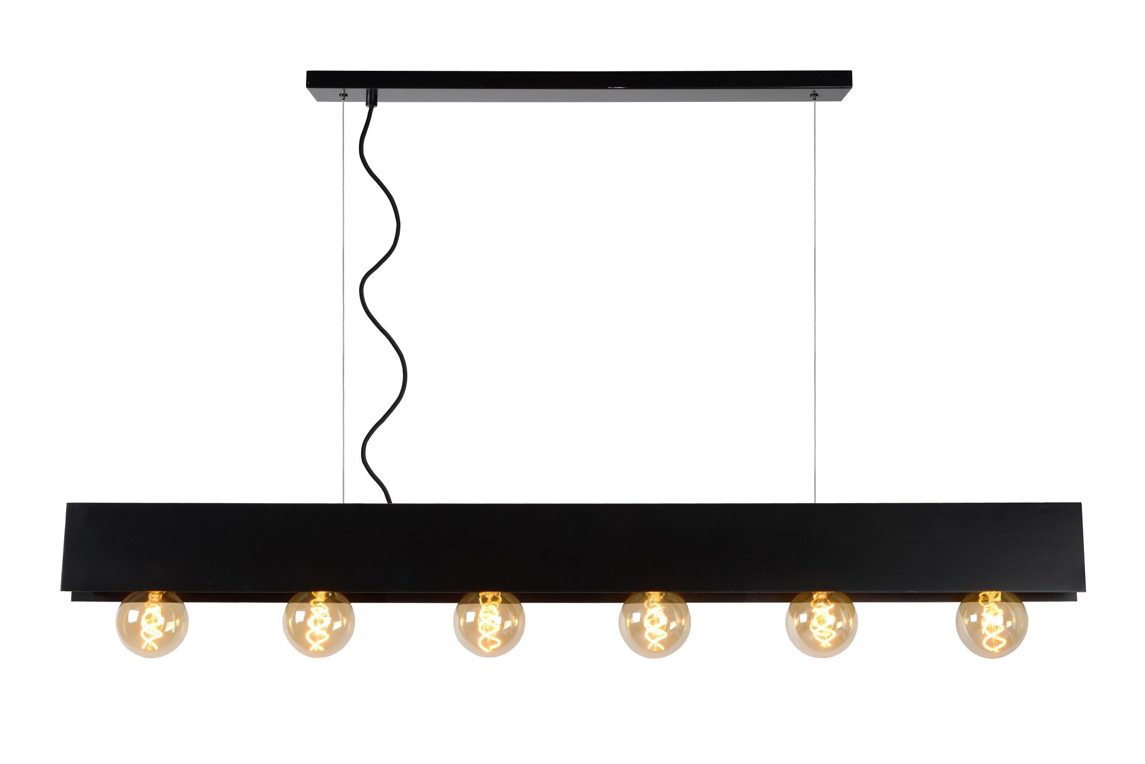SURTUS - Hanglamp - 6xE27 - Zwart