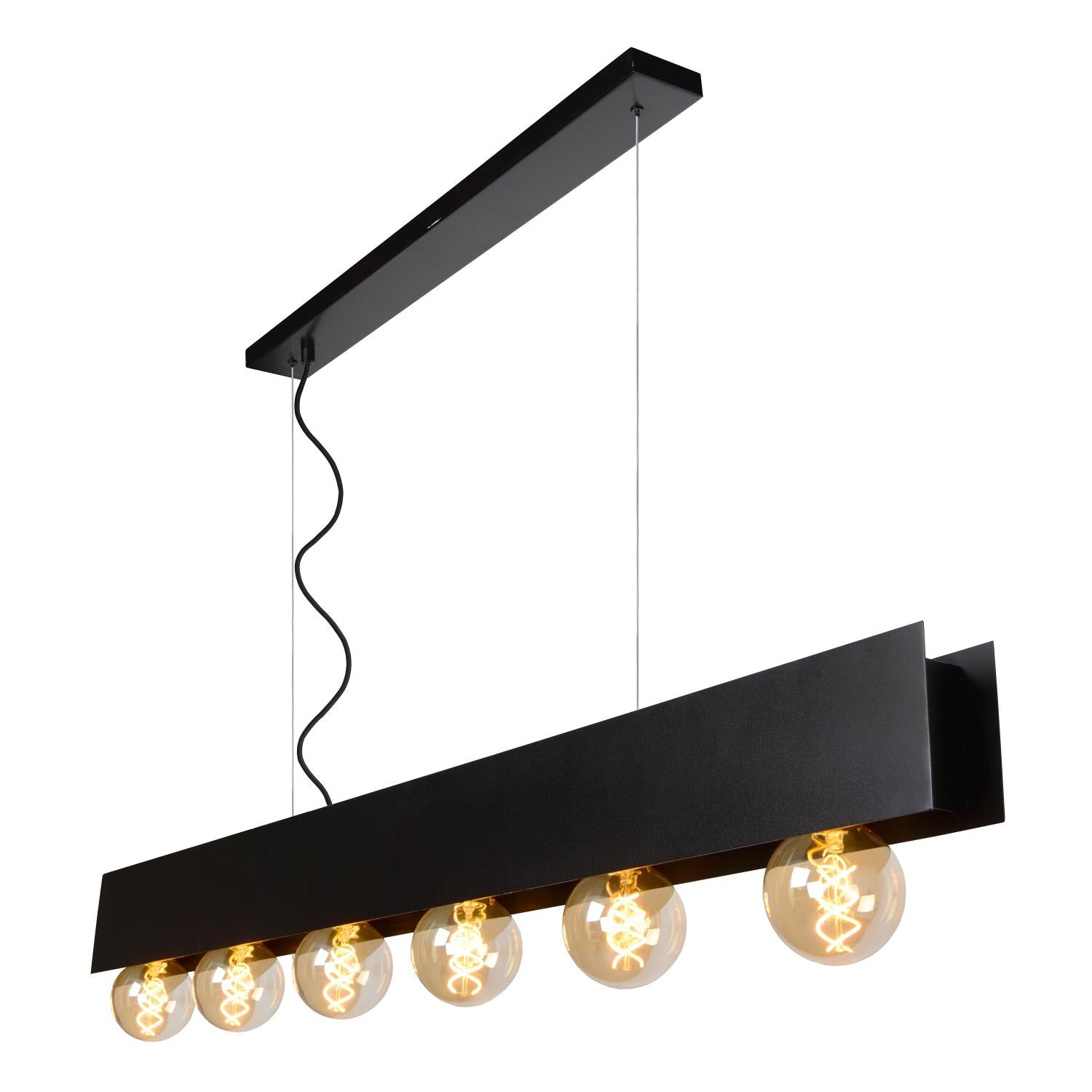 SURTUS - Hanglamp - 6xE27 - Zwart