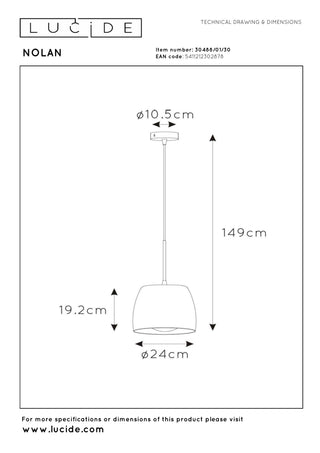 NOLAN - Suspension - Ø 24 cm - 1xE27 - Noir