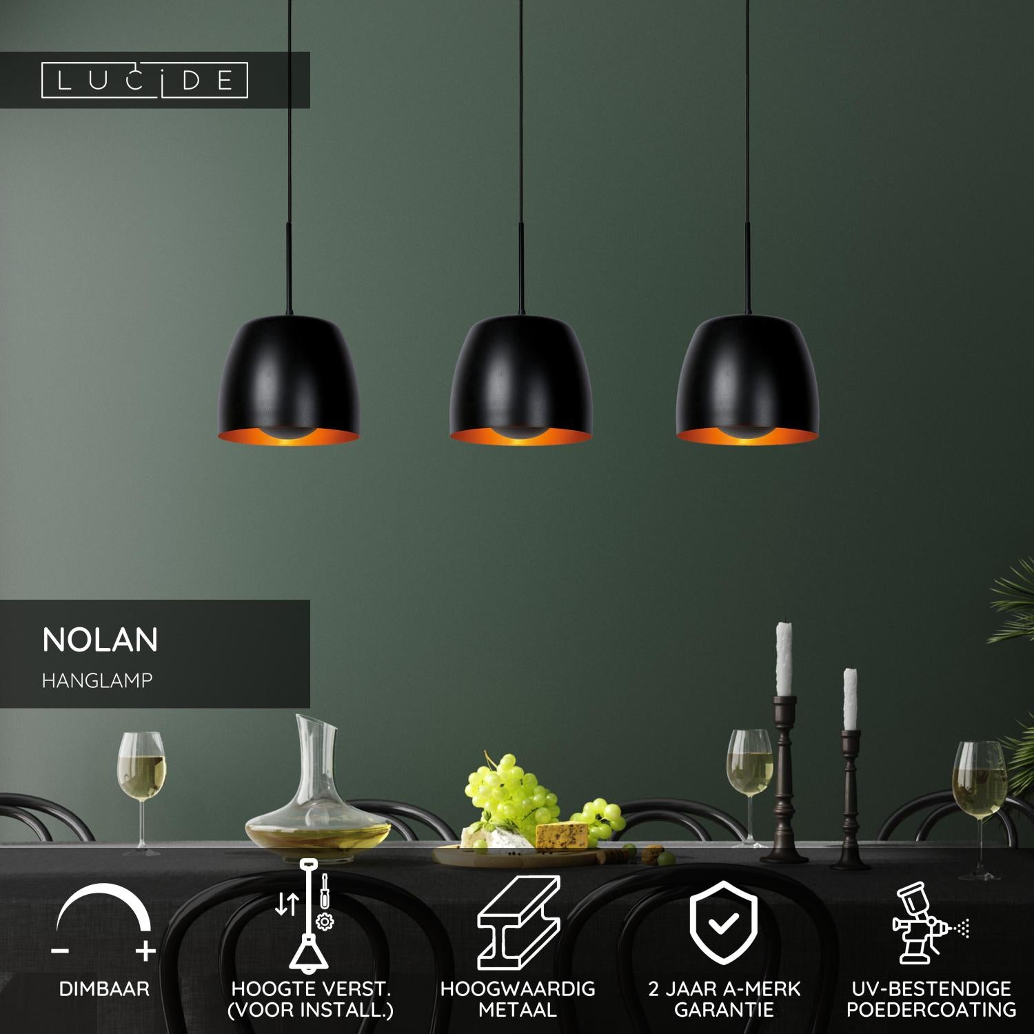NOLAN - Hanglamp - 3xE27 - Zwart