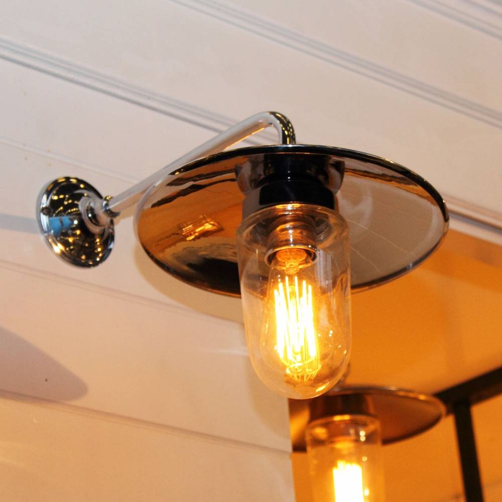 Wandlamp buiten Elébase Wall 90°, geborsteld nikkel