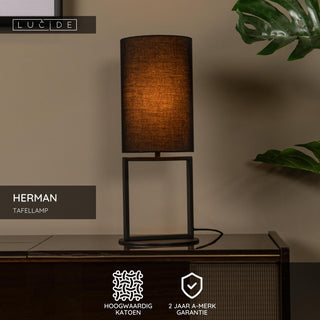 HERMAN - Lampe de table - Ø 20 cm - 1xE27 - Noir
