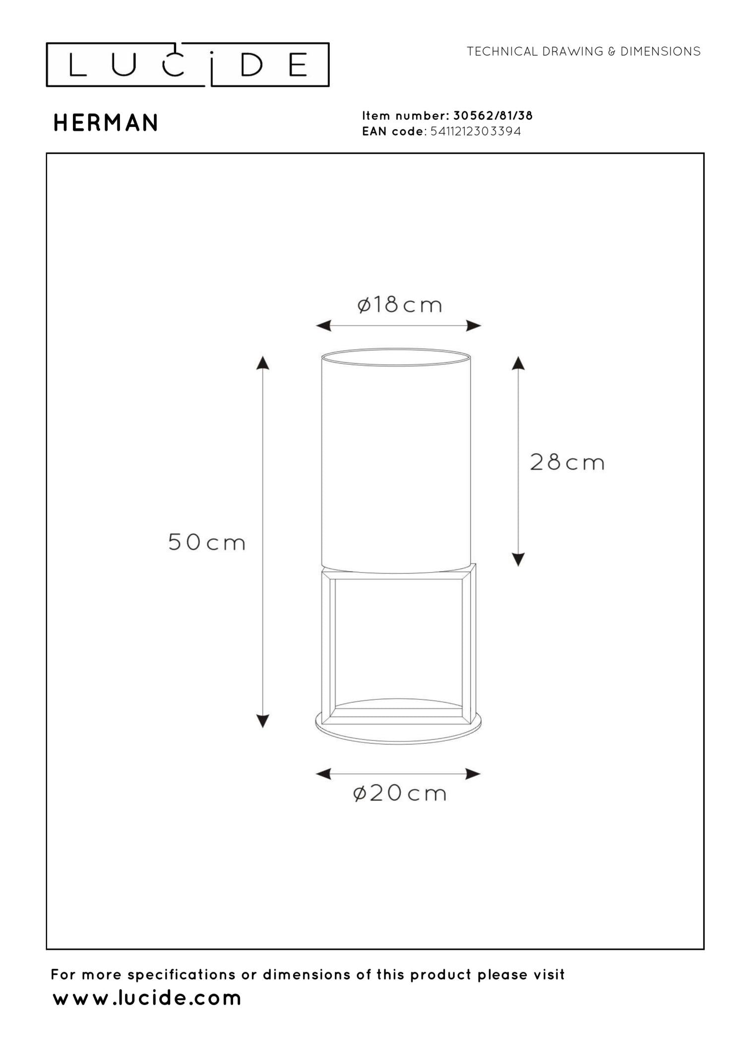 HERMAN - Tafellamp - Ø 20 cm - 1xE27 - Beige