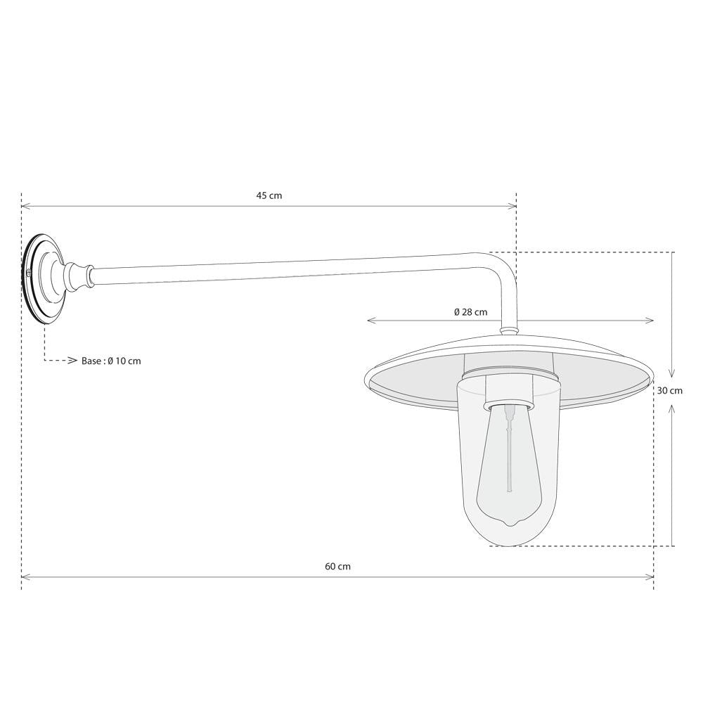 Wandlamp buiten Elébase Wall Large 90°, chroom
