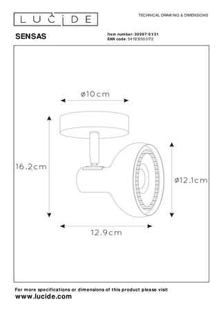 SENSAS - Spot plafonnier - 1xGU10 (ES111) - Blanc