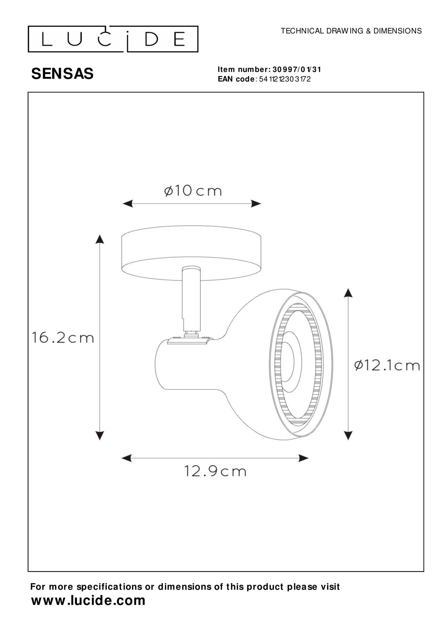 SENSAS - Spot plafonnier - 1xGU10 (ES111) - Blanc