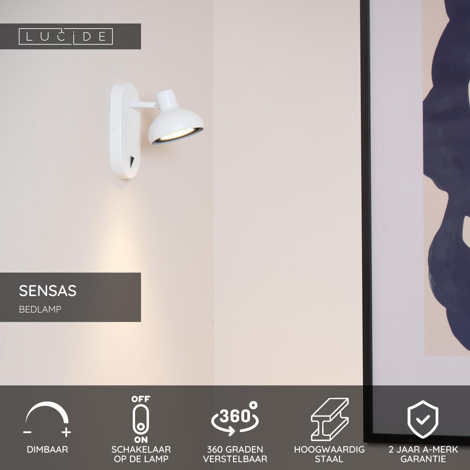 SENSAS - Lampe de chevet / Applique murale - 1xGU10 (ES111) - Blanc