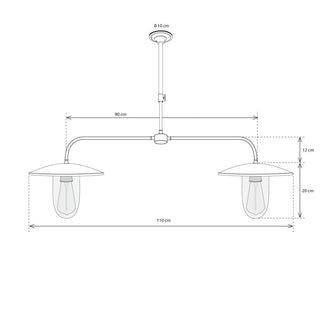 Suspension Elébase Double Pendante, bronze