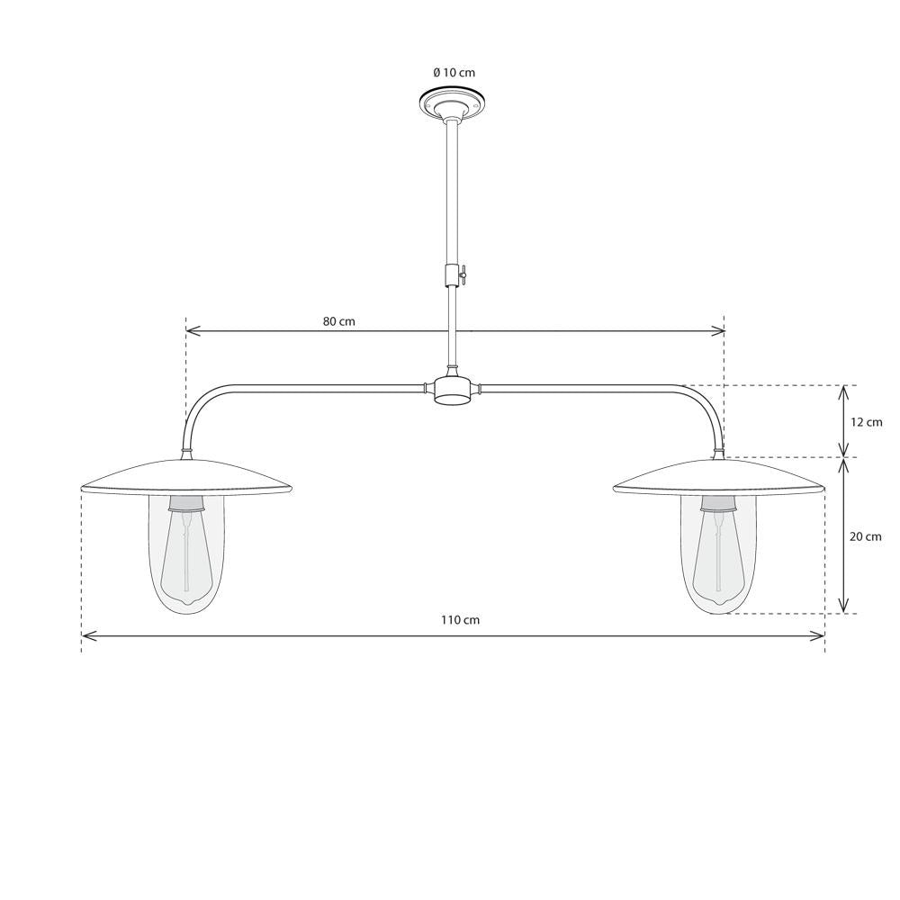 Suspension Elébase Double Pendante, bronze