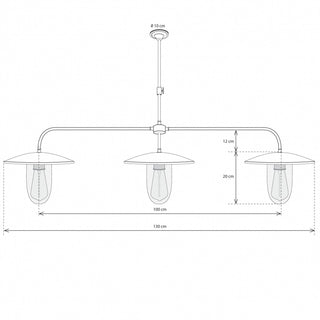 Suspension Elébase Triple Pendante, chrome