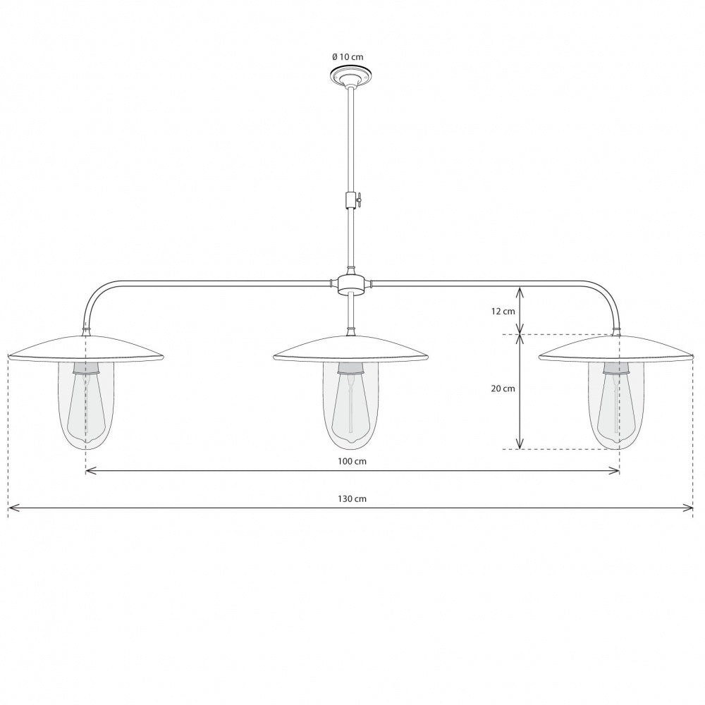 Suspension Elébase Triple Pendante, chrome
