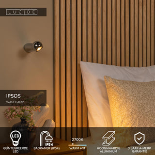 IPSOS - Wall light Bathroom - LED - 1x6W 2700K - IP54 - Chrome