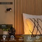 IPSOS - Wall light Bathroom - LED - 1x6W 2700K - IP54 - Black