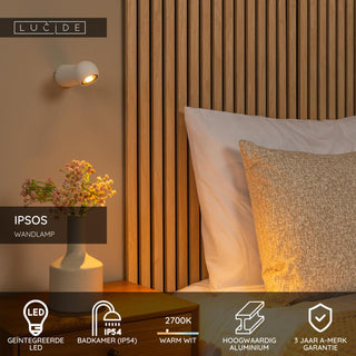 IPSOS - Wandlamp Badkamer - LED - 1x6W 2700K - IP54 - Wit