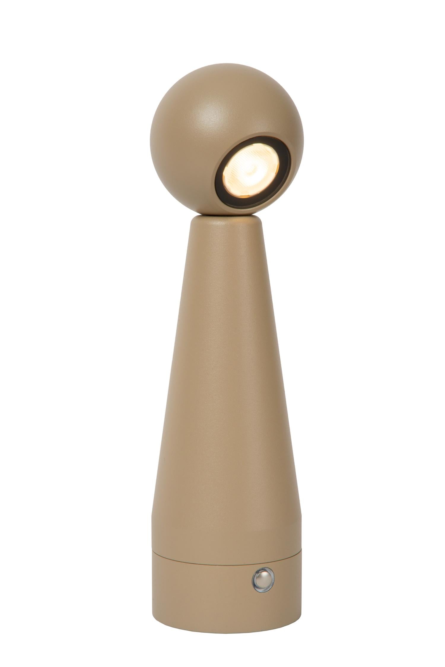 IPSOS - Oplaadbare Tafellamp - Accu/Batterij - LED Dimb. - 1x3W 2700K - Taupe