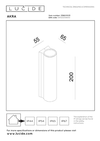 AKRA - Wall light Indoor/Outdoor - LED - 2x6.5W 2700K - IP54 - White