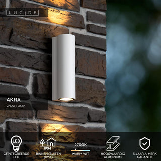 AKRA - Wall light Indoor/Outdoor - LED - 2x6.5W 2700K - IP54 - White