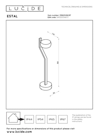 ESTAL - Sokkellamp - LED - 1x9W 2700K - IP54 - Roest bruin