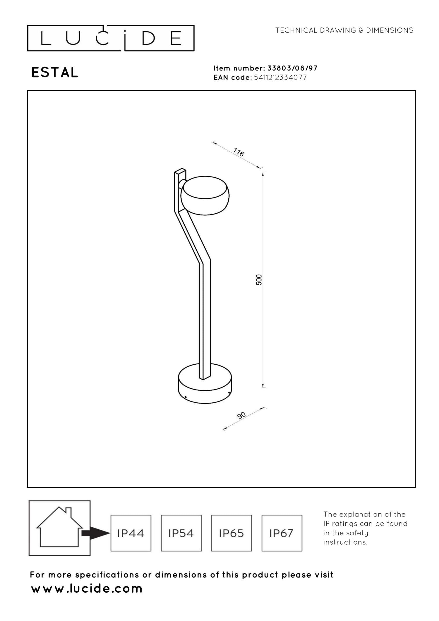 ESTAL - Sokkellamp - LED - 1x9W 2700K - IP54 - Roest bruin