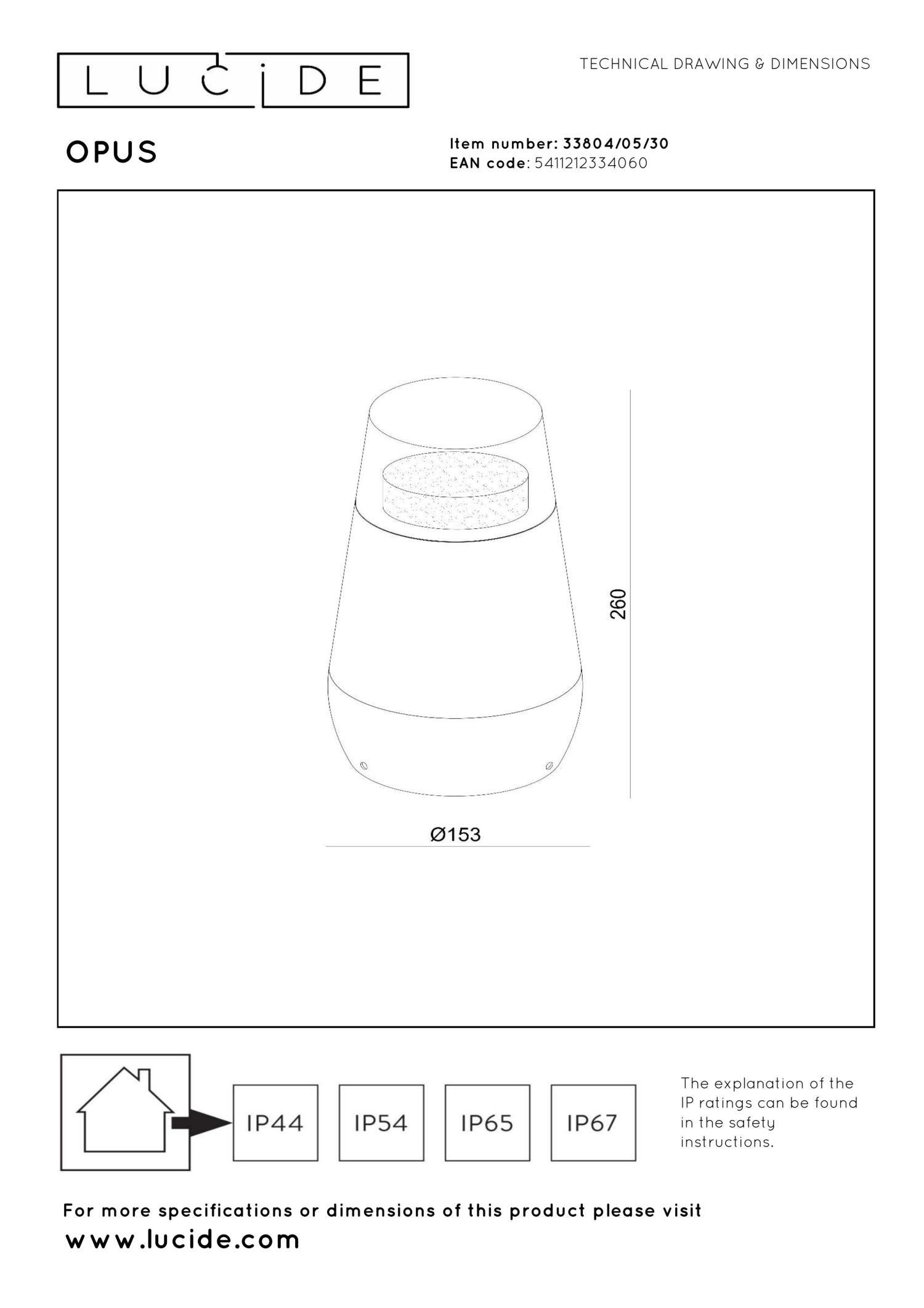 OPUS - Pedestal light - LED - 1x9W 2700K - IP54 - Black