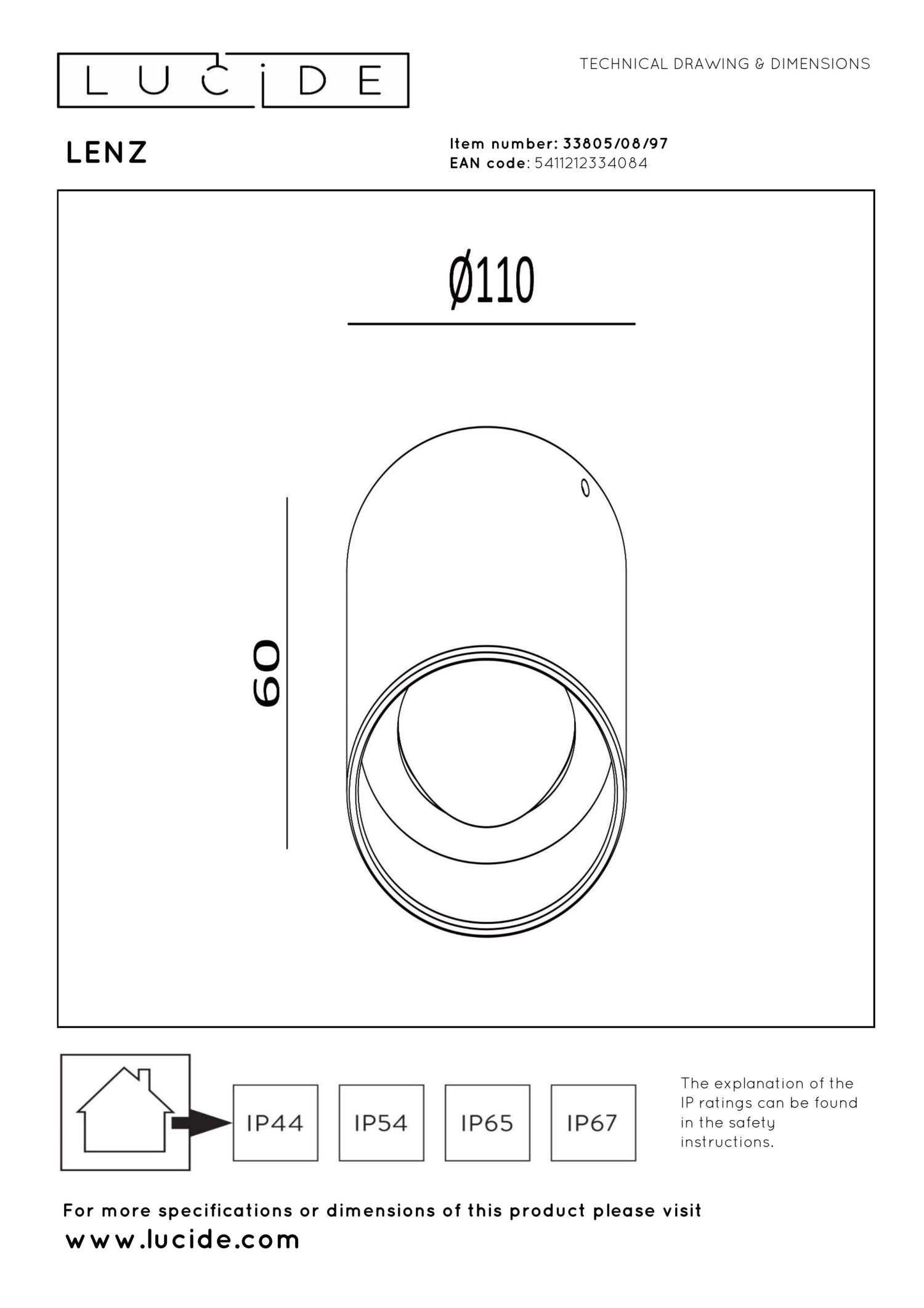 LENZ - Plafondspot Binnen/Buiten - Ø 11 cm - LED - 1x8W 2700K - IP54 - Roest bruin | Essential