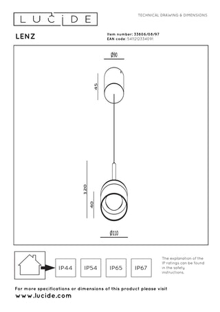 LENZ - Hanglamp Binnen/Buiten - Ø 11 cm - LED - 1x8W 2700K - IP54 - Roest bruin | Essential