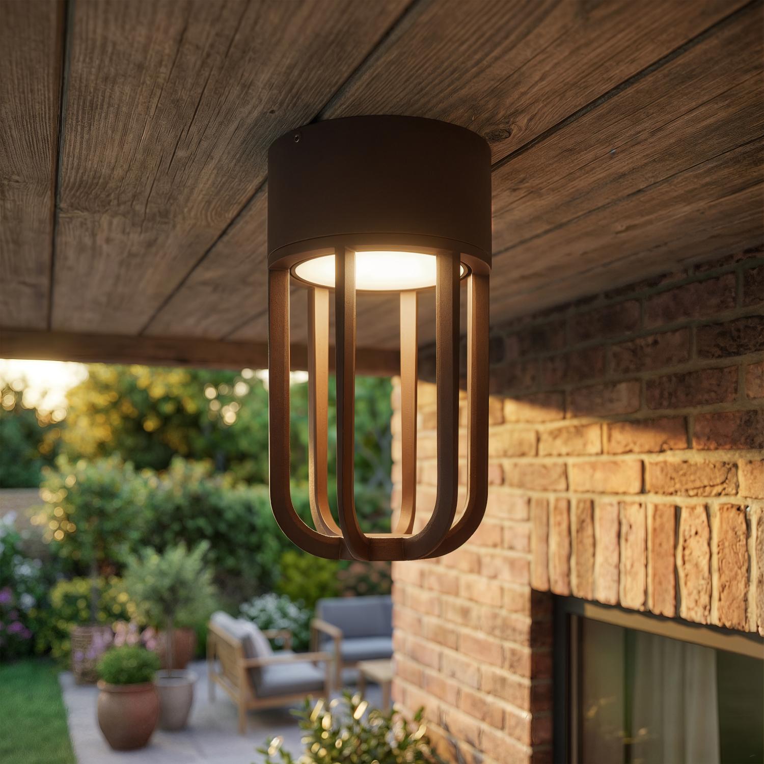 WELLS - Plafonnière Binnen/Buiten - Ø 10 cm - LED - 1x8W 2700K - IP54 - Roest bruin | Essential