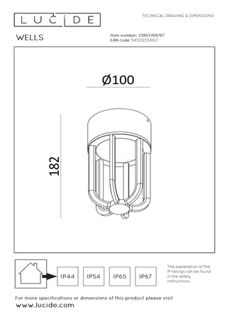 WELLS - Plafonnière Binnen/Buiten - Ø 10 cm - LED - 1x8W 2700K - IP54 - Roest bruin | Essential