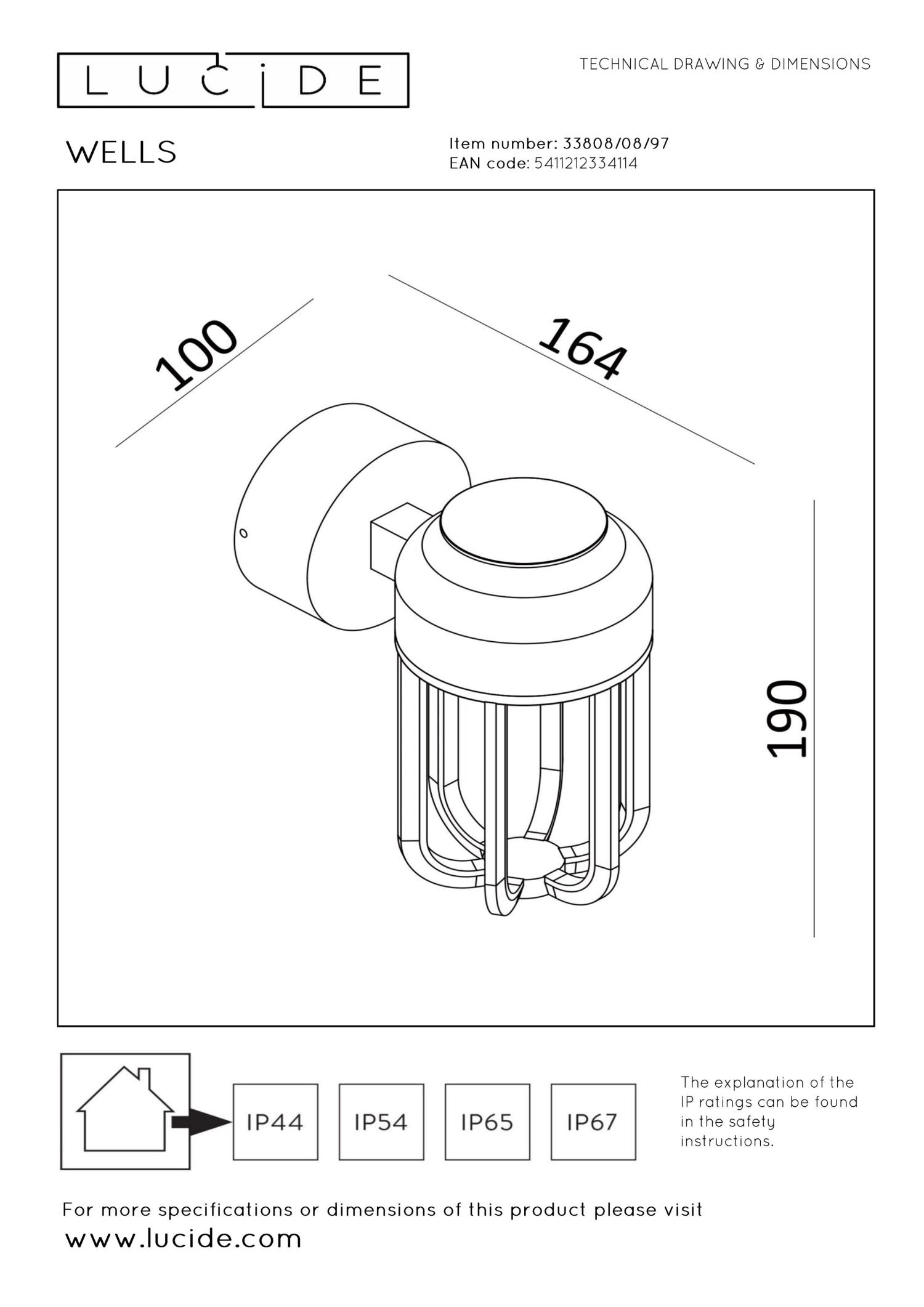 WELLS - Wandlamp Binnen/Buiten - Ø 10 cm - LED - 1x8W 2700K - IP54 - Roest bruin | Essential