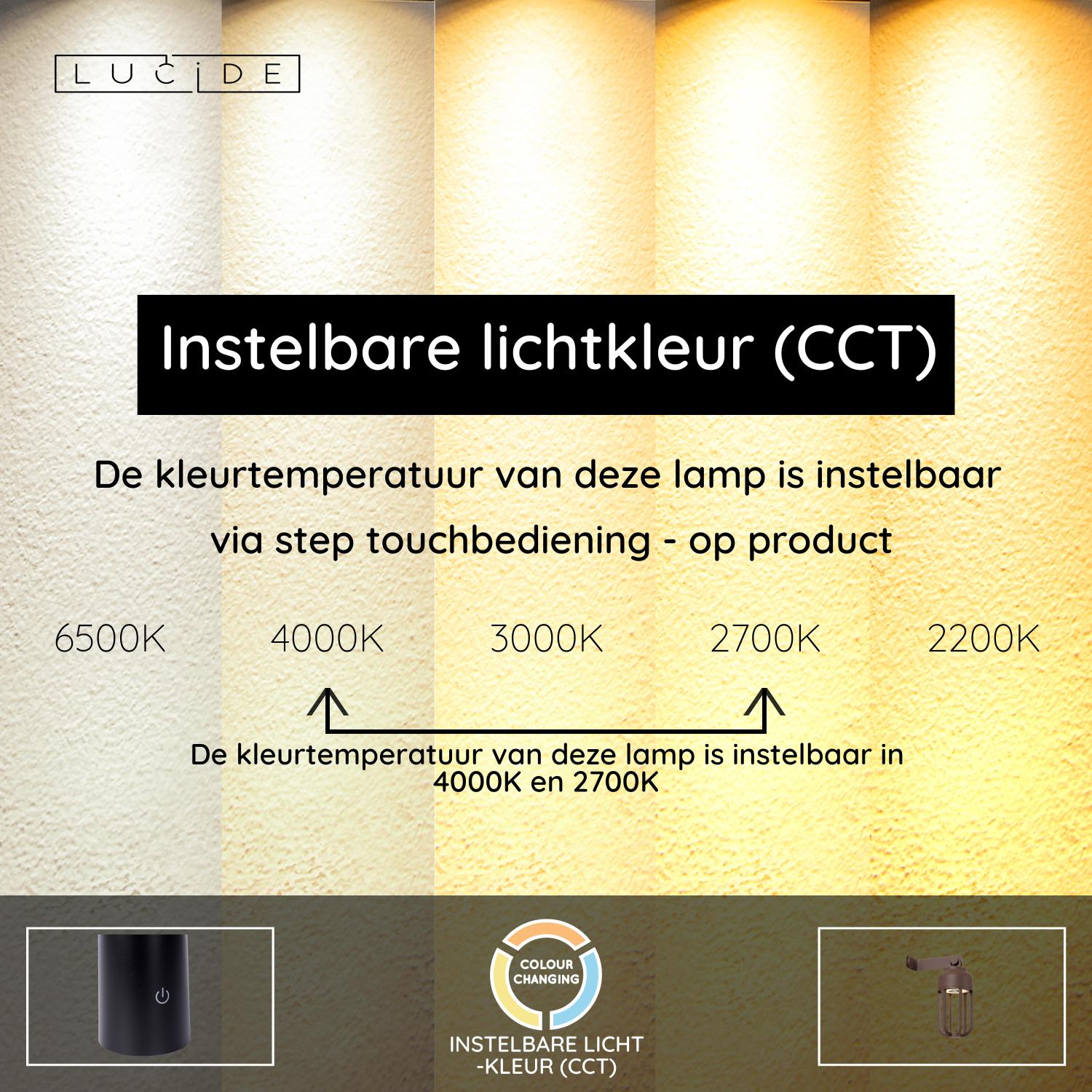 WELLS - Oplaadbare Wandlamp Binnen/Buiten - Accu/Batterij - Ø 10 cm - LED Dimb. - CCT - 1x5W 2700K/4000K - IP54 - Roest bruin | Essential