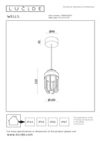 WELLS - Suspension Intérieur/Extérieur - Ø 10 cm - LED - 1x8W 2700K - IP54 - Brun rouille | Essential