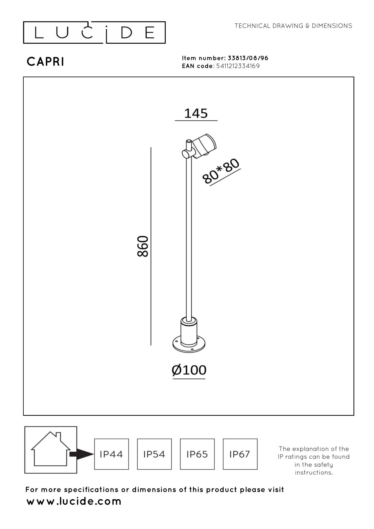 CAPRI - Lampadaire Intérieur/Extérieur - LED - 1x8W 2700K - IP54 - Café | Essential