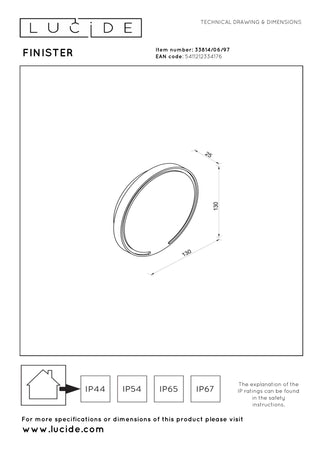 Lucide - FINISTER - Indoor/Outdoor wall light - Ø 13 cm - LED - 1x6W 2700K - Rust brown - IP54