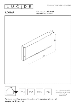 Lucide - LOMAR - Wandlamp Binnen/Buiten - LED - 1x10W 2700K - Roest bruin - IP54