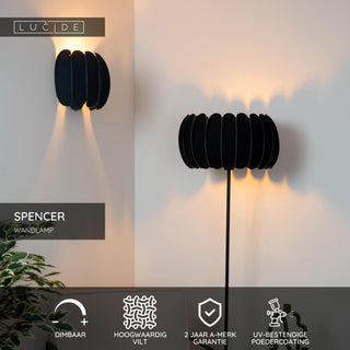 SPENCER - Wandlamp - 1xE27 - Zwart