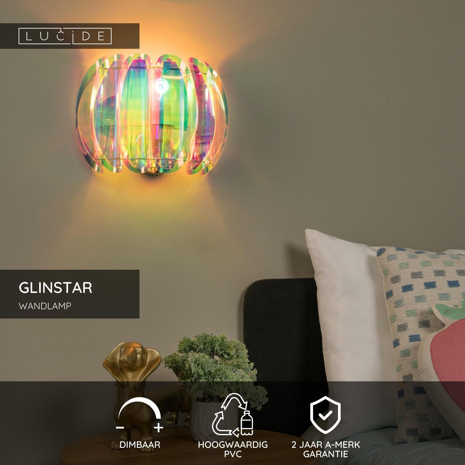 GLINSTAR - Wandlamp - 1xE27 - Multicolor