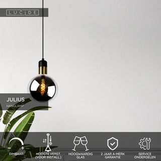 JULIUS - Hanglamp - Ø 20 cm - 1xE27 - Fumé
