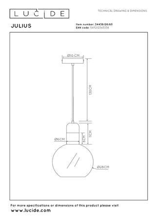 JULIUS - Pendant light - Ø 28 cm - 1xE27 - Smoke