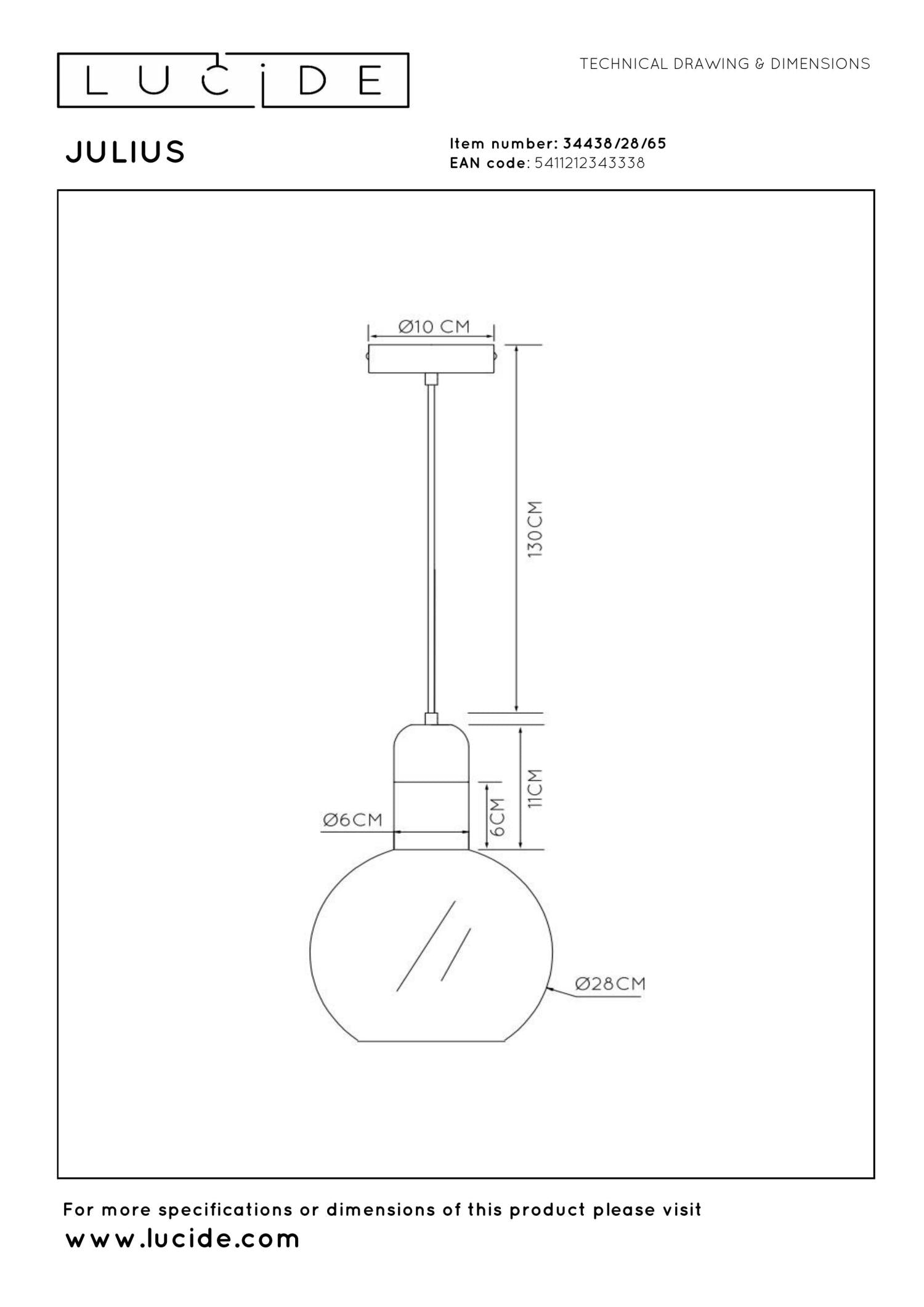 JULIUS - Pendant light - Ø 28 cm - 1xE27 - Smoke