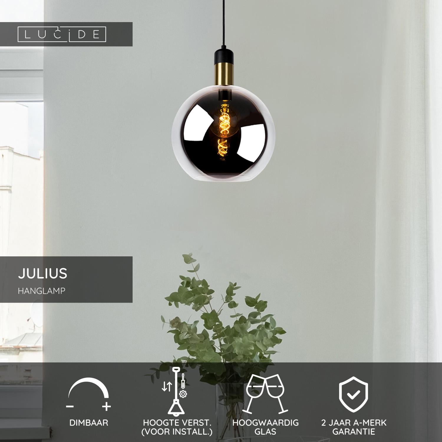 JULIUS - Pendant light - Ø 28 cm - 1xE27 - Smoke