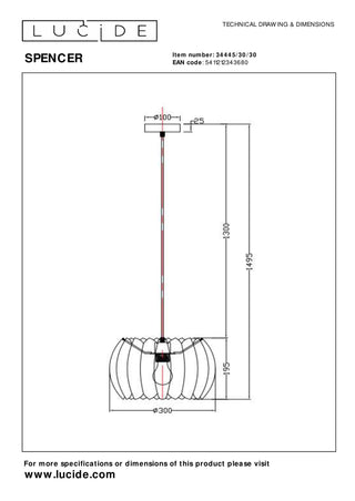SPENCER - Suspension - Ø 30 cm - 1xE27 - Noir