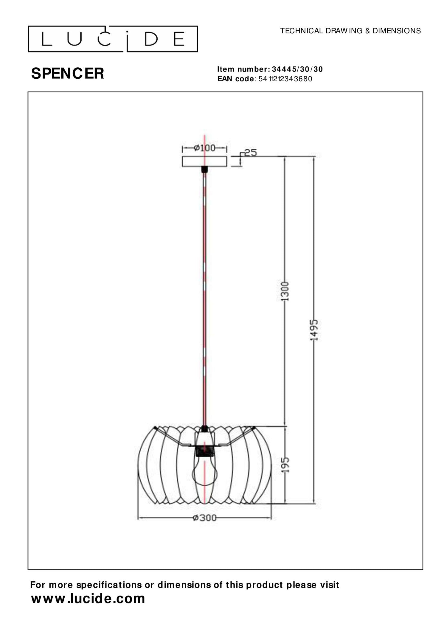 SPENCER - Suspension - Ø 30 cm - 1xE27 - Noir