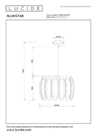 GLINSTAR - Suspension - Ø 40 cm - 1xE27 - Multicolore