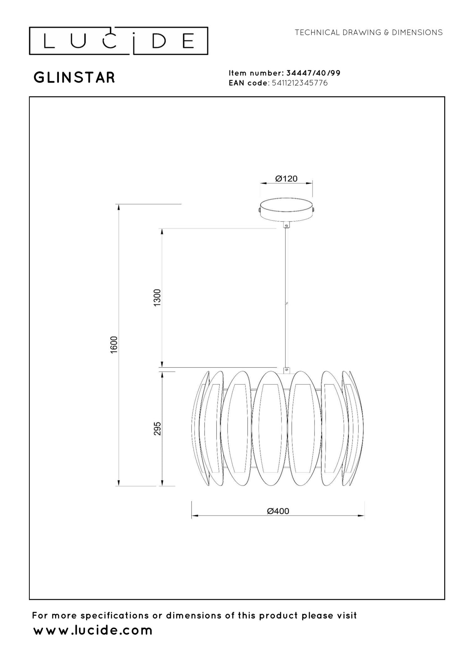 GLINSTAR - Suspension - Ø 40 cm - 1xE27 - Multicolore