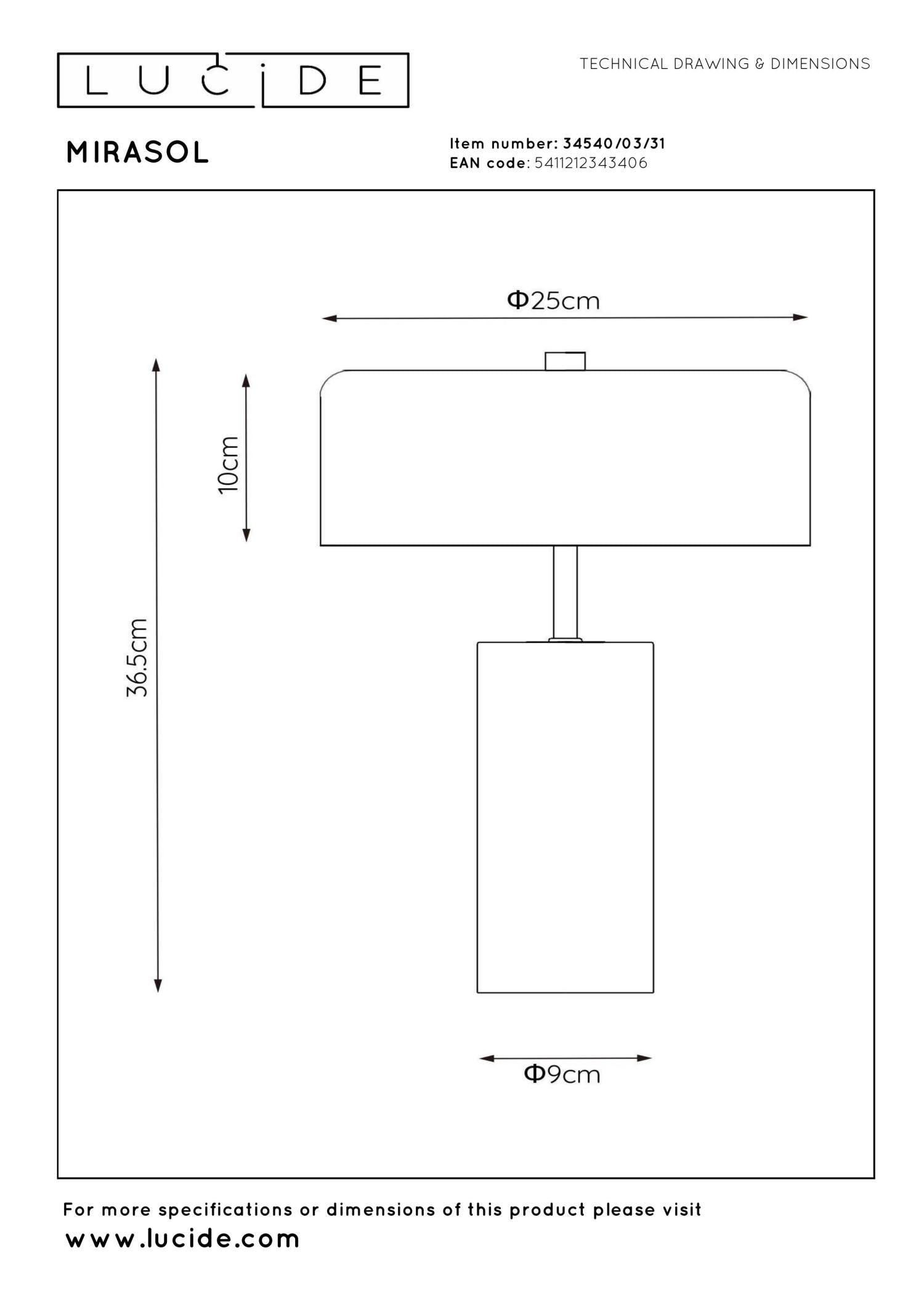 MIRASOL - Tafellamp - Ø 25 cm - 3xG9 - Wit