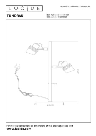 TUNDRAN - Lampe de table - 2xGU10 - Noir