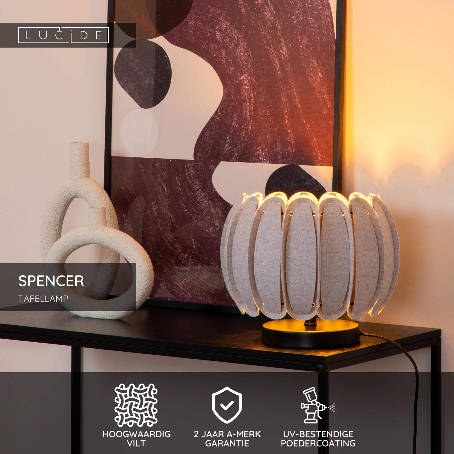 SPENCER - Tafellamp - Ø 30 cm - 1xE27 - Grijs