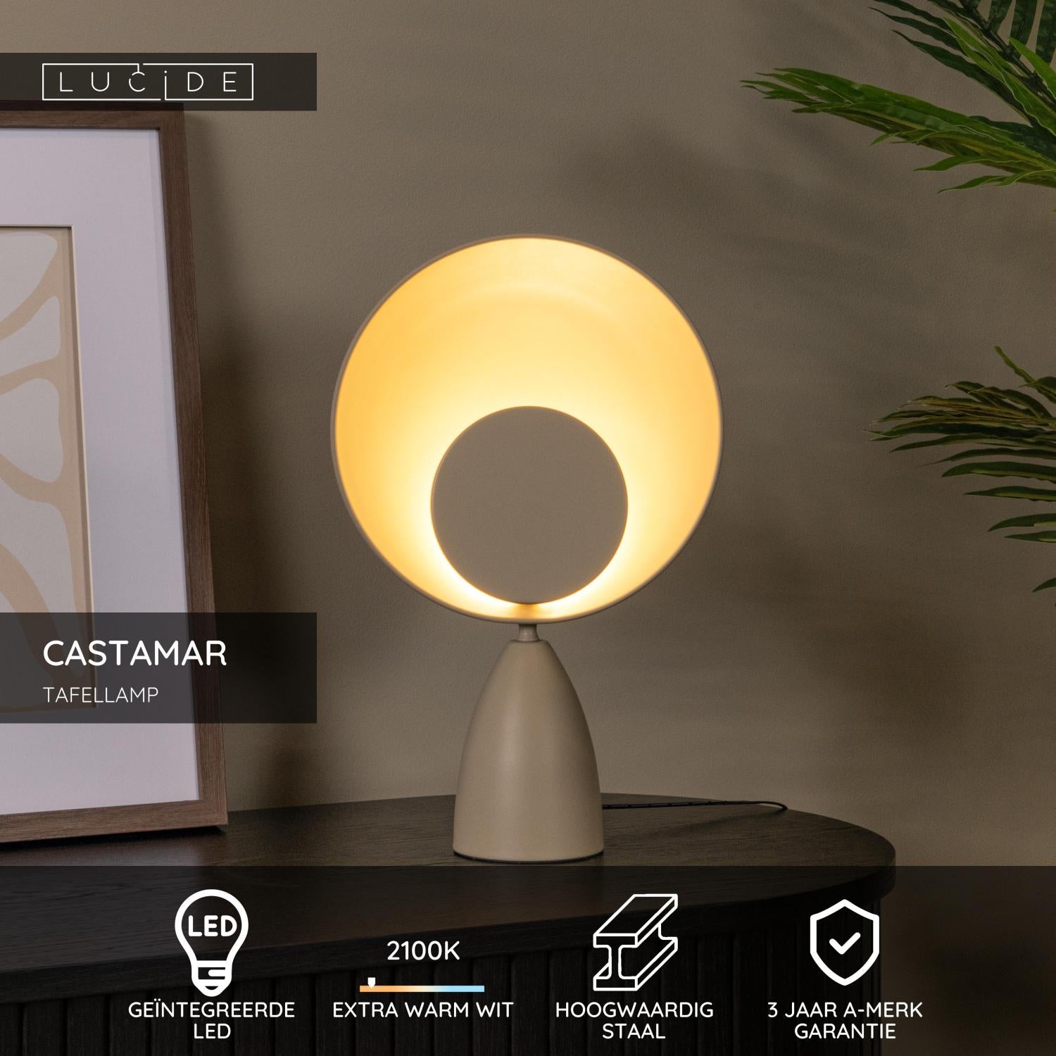 CASTAMAR - Lampe de table - Ø 25,5 cm - LED - 1x8W 2100K - Taupe