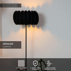 SPENCER - Vloerlamp - Ø 40 cm - 1xE27 - Zwart