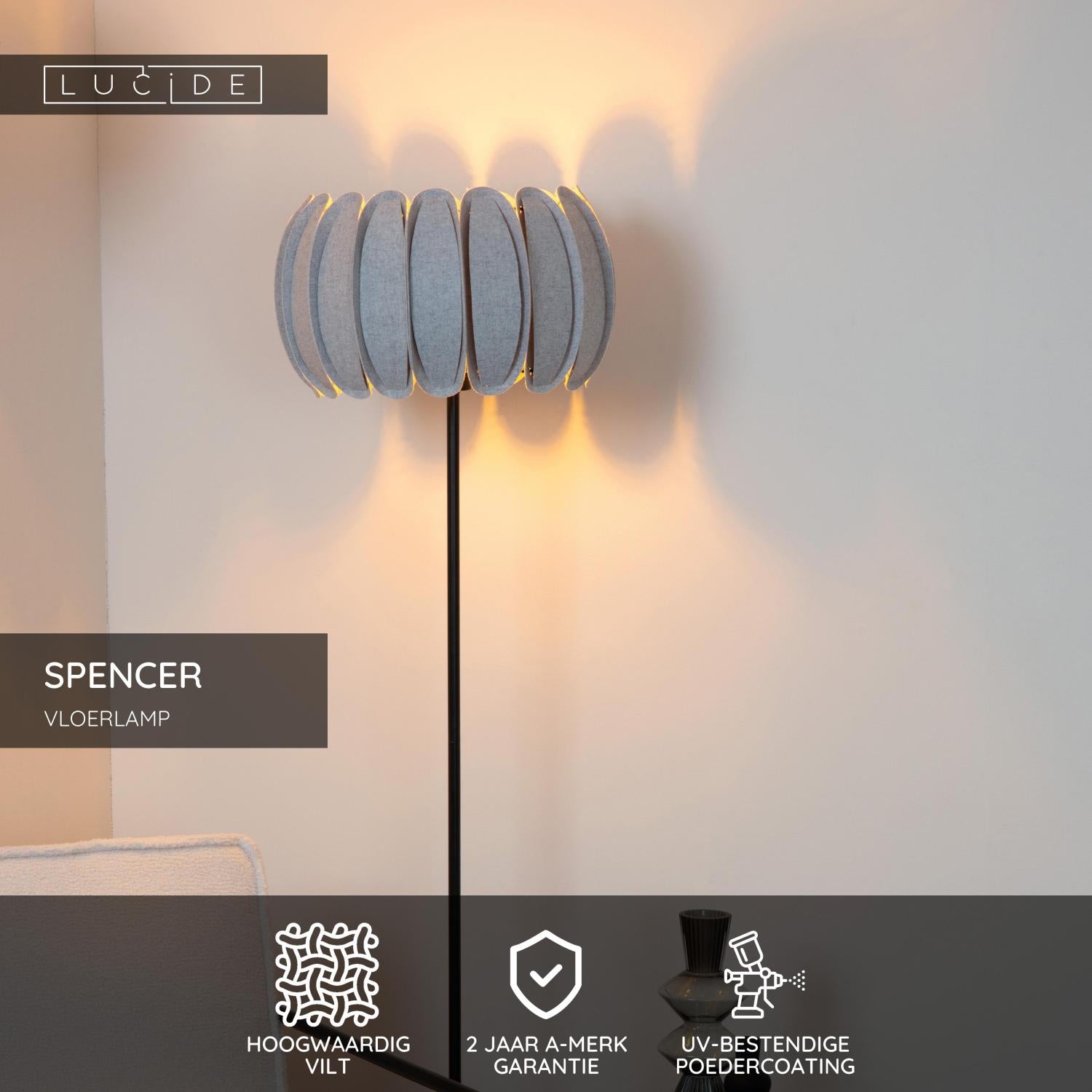 SPENCER - Vloerlamp - Ø 40 cm - 1xE27 - Grijs